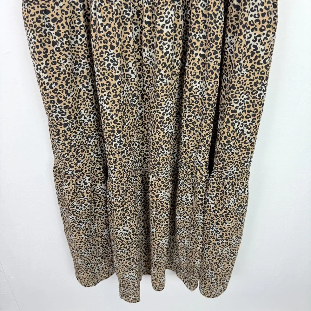 NWOT ASOS DESIGN Sleeveless Tiered Midi Dress With Frills Leopard Print Size 8 - Picture 4 of 14